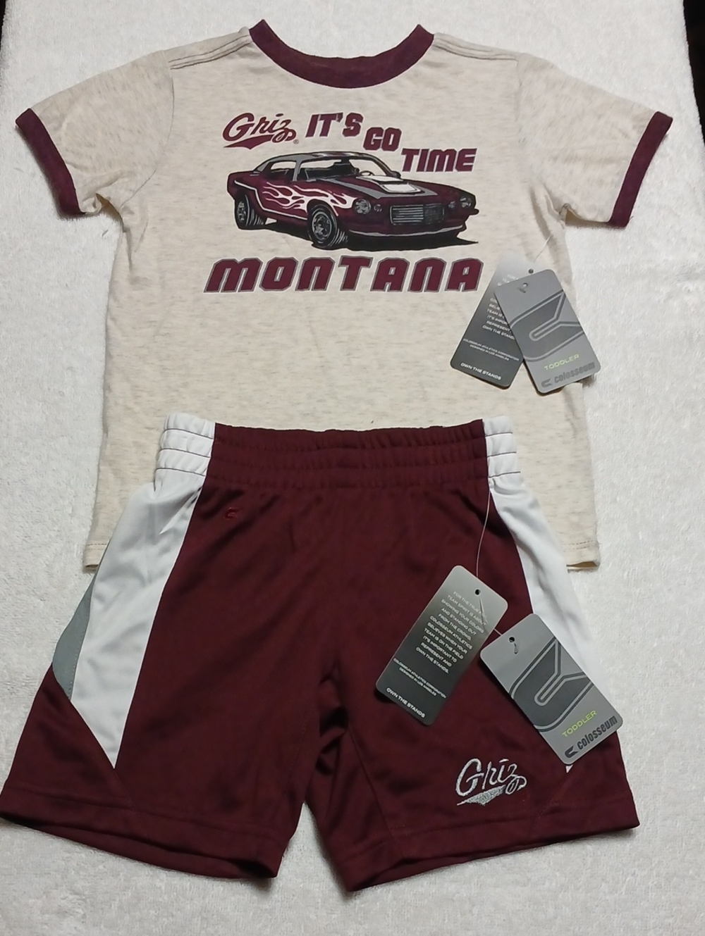 Colosseum Maroon and Cream Kids Short Set